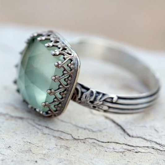Alloy Mint Green Emerald Rhinestone Ring