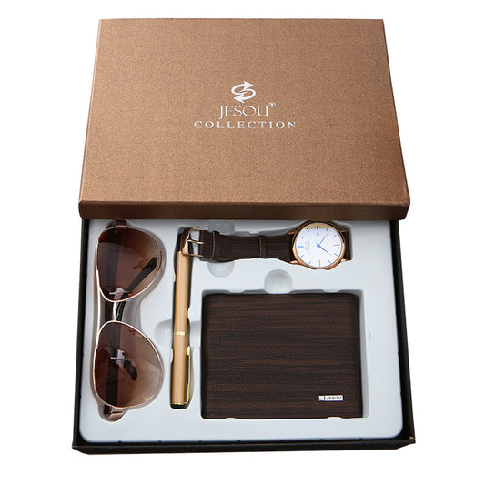 Men's Gift Set Watch Wallet  Signature Pen  Sunglasses Combination