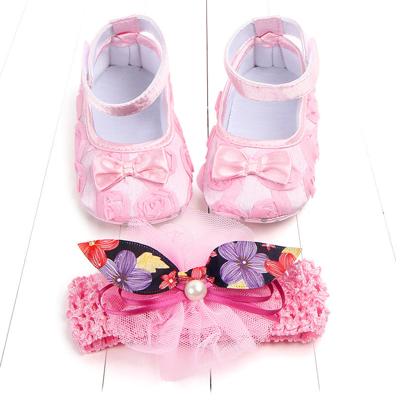 Children's photo shoot headwear baby shoes set