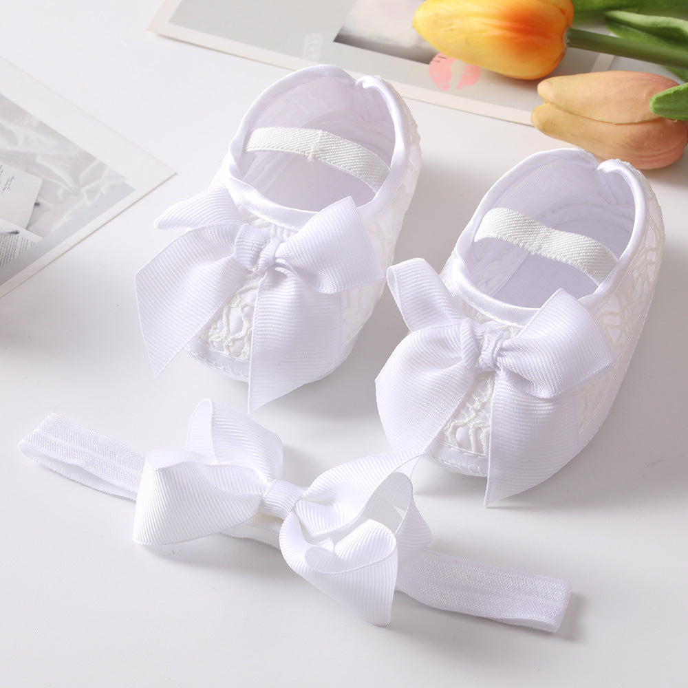 Baby Shoes Hair Band Set European And American Cute Bow Princess Shoes