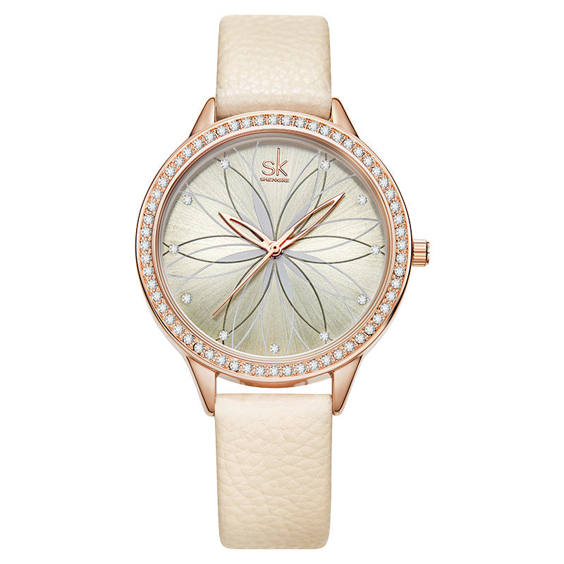 December New Creative Petal Watch Belt Quartz Lady Watch
