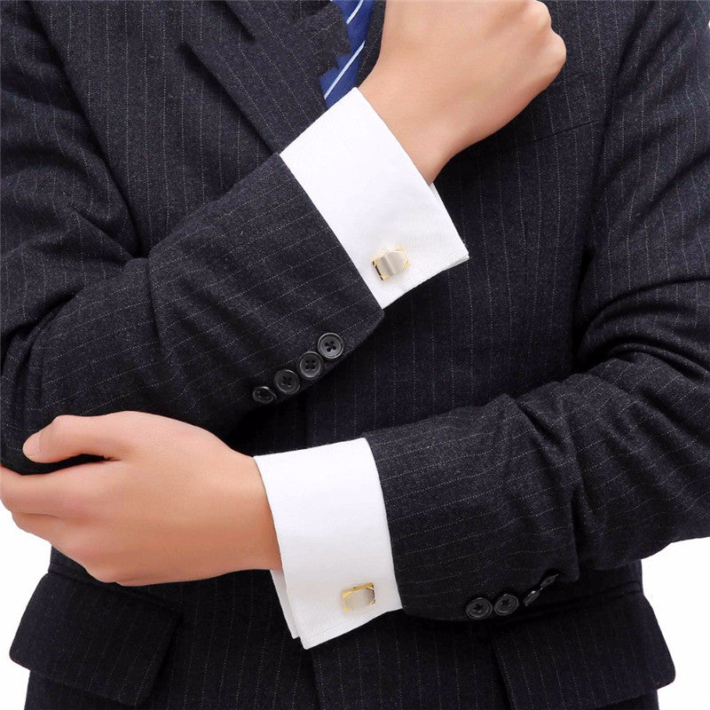 Real Gold Plating Two-color French Cufflinks Business Wedding Shirt Cufflinks