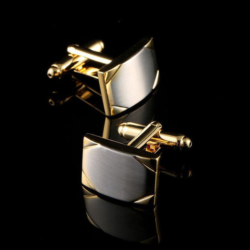Real Gold Plating Two-color French Cufflinks Business Wedding Shirt Cufflinks