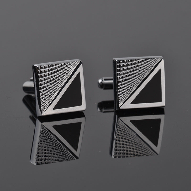 Simple And Fashionable Men's French Shirt Personality Twill Plaid Cufflinks