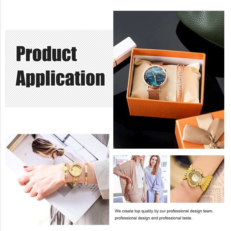 Quartz Watch Fashion Women's Casual Watch Color Preserving Bracelet Necklace Gift Box Set