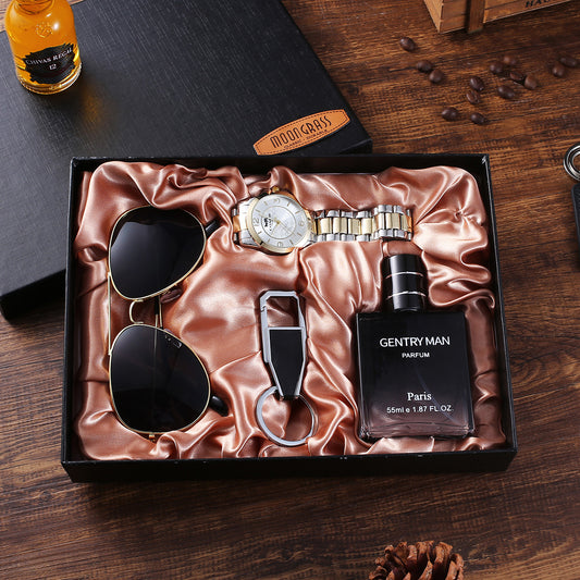 Boutique gift set belt Wallet tie quartz watch