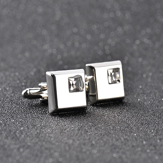 Fashionable Men's French Shirt With Personalised Diamond Cufflinks