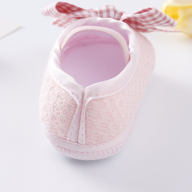 Newborn Baby 0-6-9 Months Soft Sole Toddler Shoes Hair Band Set