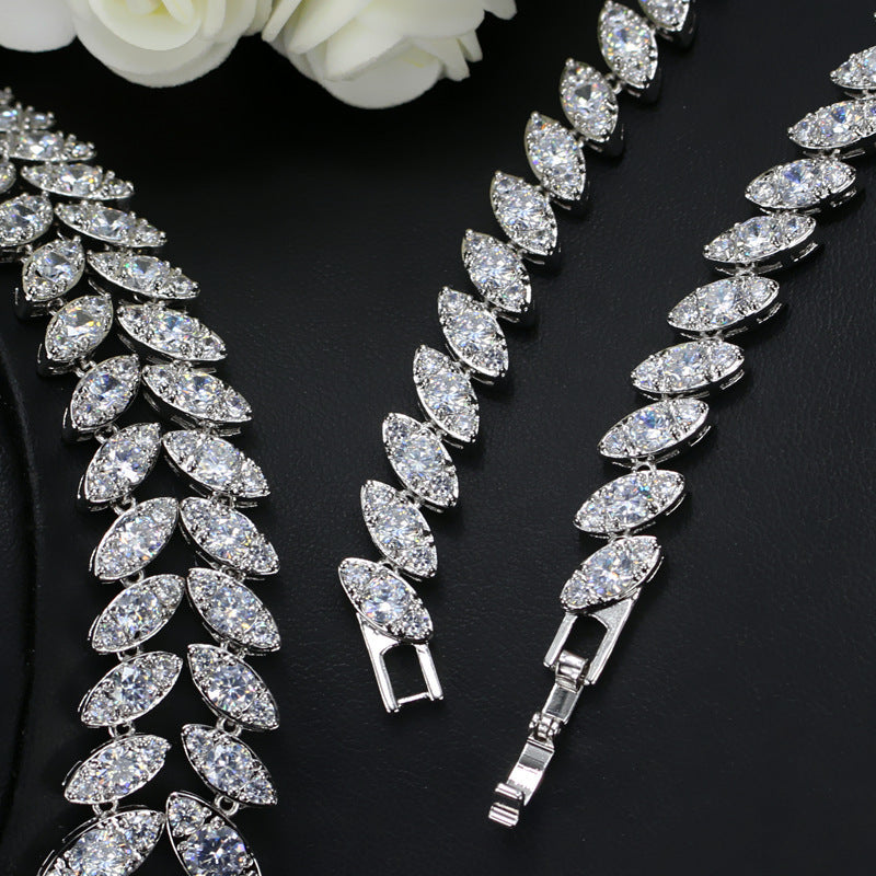 Korean Foreign Trade In Europe And America Two Piece AAA Zircon Jewelry Set