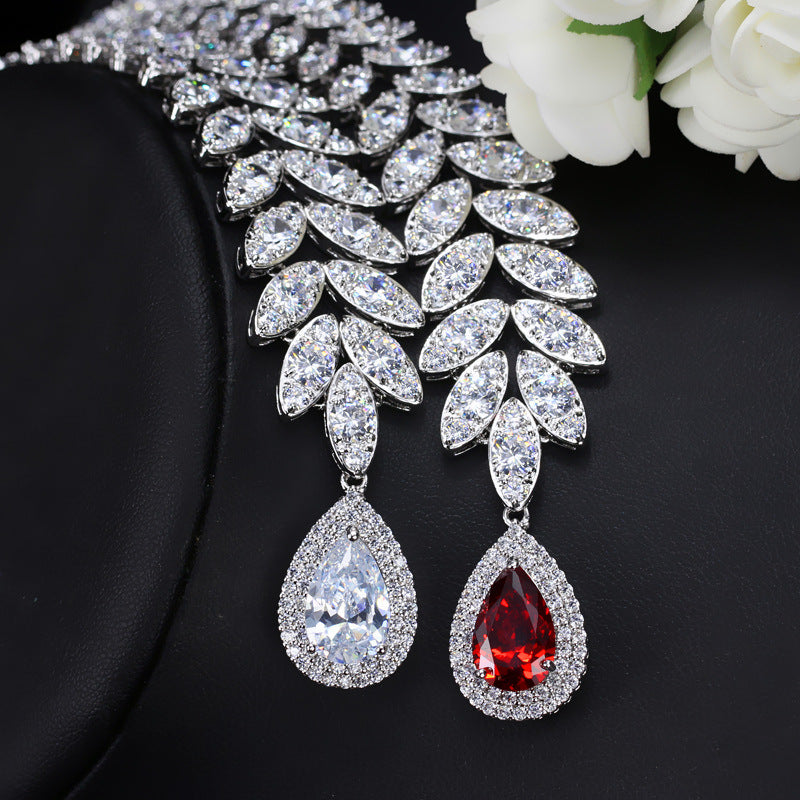 Korean Foreign Trade In Europe And America Two Piece AAA Zircon Jewelry Set
