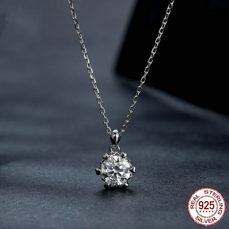 S925 Sparkling Hexagonal Moissanite  Necklace White Gold Plated Luxury