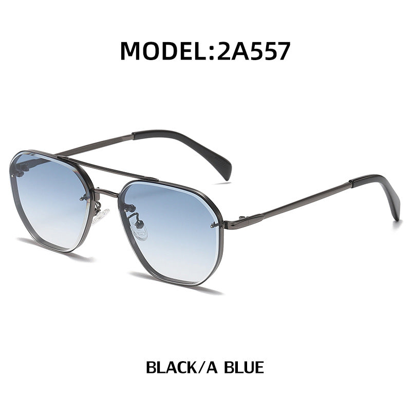 Retro Double Beam Diamond Cut Edge Sunglasses For Men