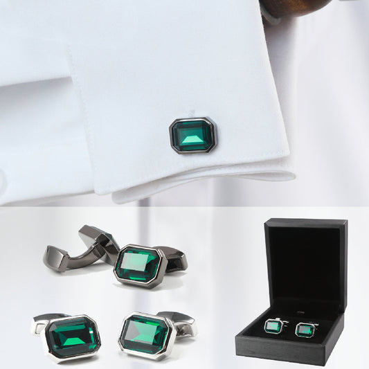Men's Button Glass Plating Cufflinks