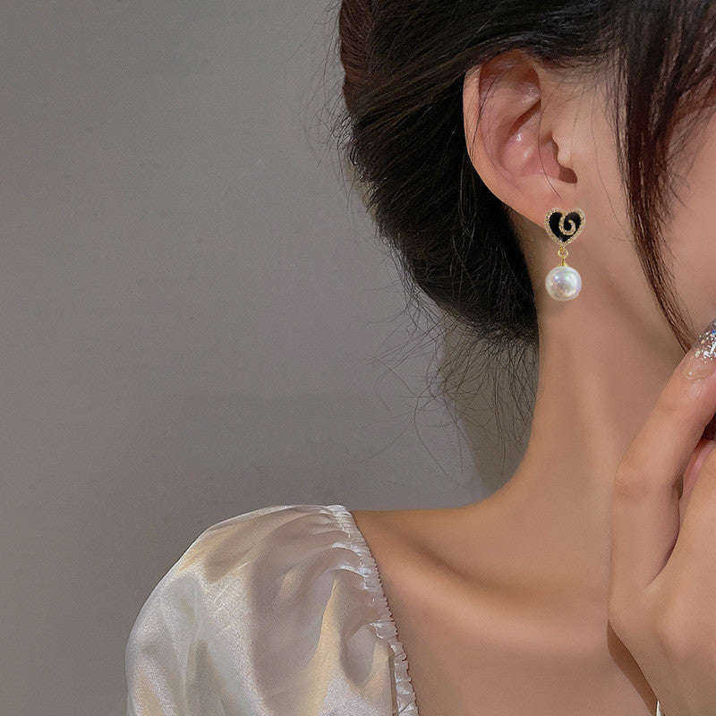 S925 Silver Needle Micro Inlaid Zircon Peach Heart Stud Earrings Female Light Luxury