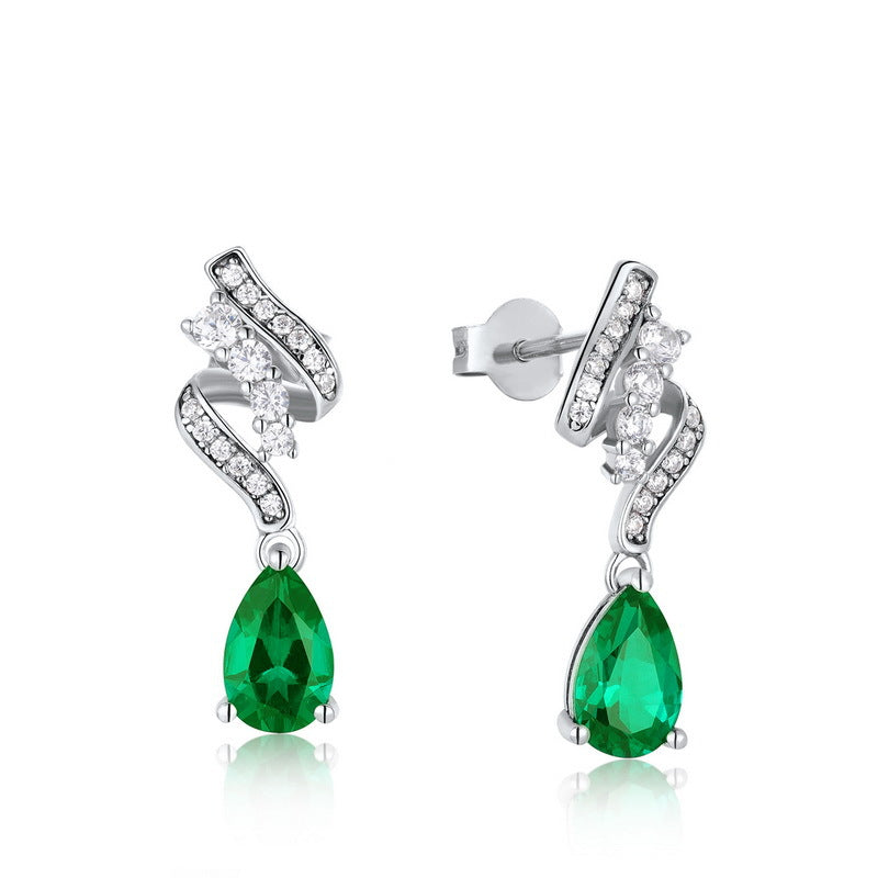 S925 Silver Emerald Earrings For Women