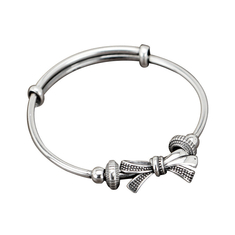999 Sterling Silver Bow Bracelet For Women