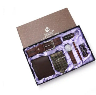 Men's Gift Suit Exquisite Packaging Watch Belt Tie Wallet Simple Combination Suit