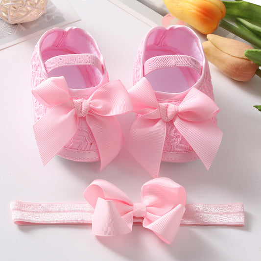 Baby Shoes Hair Band Set European And American Cute Bow Princess Shoes