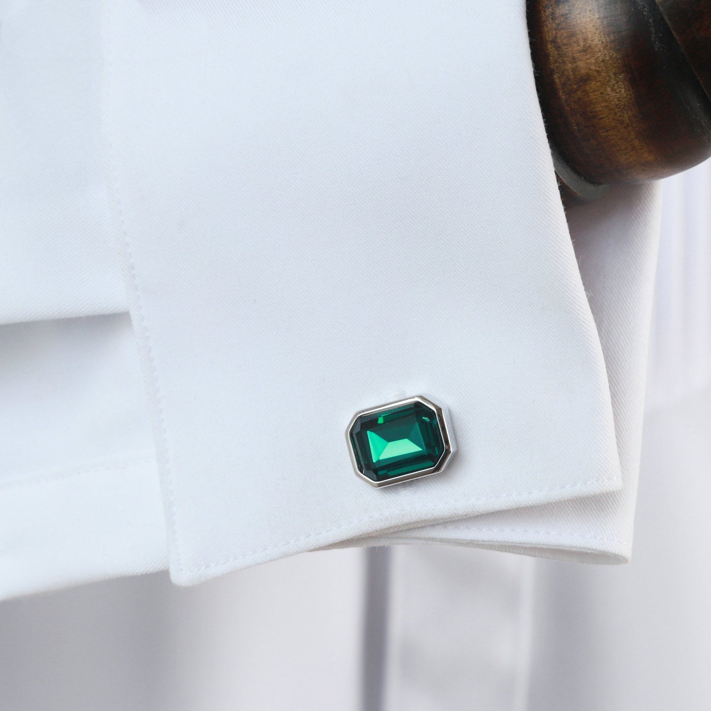 Men's Button Glass Plating Cufflinks