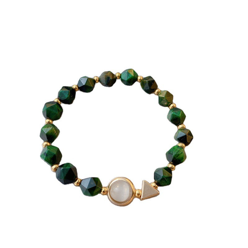 Simple Green Gemstone Bracelet Women
