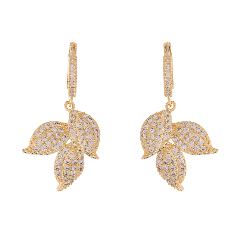 Light Luxury Gold Leaf Exquisite Earrings Light Luxury Temperament