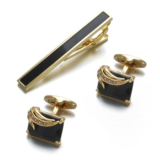 Fashion Gentleman Tie Clip High Quality Cufflinks Gold