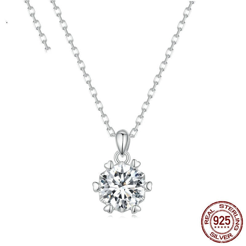 S925 Sparkling Hexagonal Moissanite  Necklace White Gold Plated Luxury