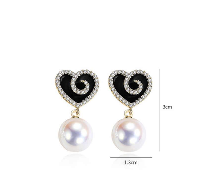 S925 Silver Needle Micro Inlaid Zircon Peach Heart Stud Earrings Female Light Luxury