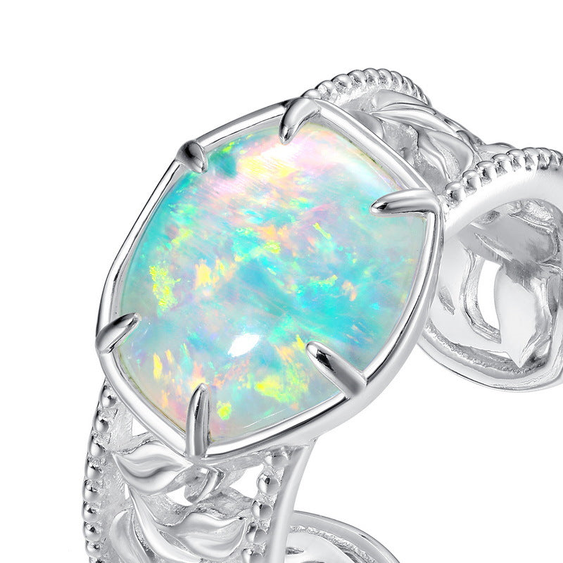 Simple Geometric Opal S925 Sterling Silver Ring