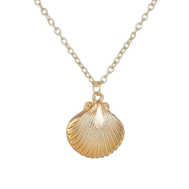 Marine Life Scallop Conch Shell Pendant Necklace