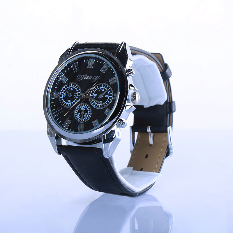 Fashion Men's Quartz Wrist Watch Clock Belt Wallet Gift Box Three-piece Set