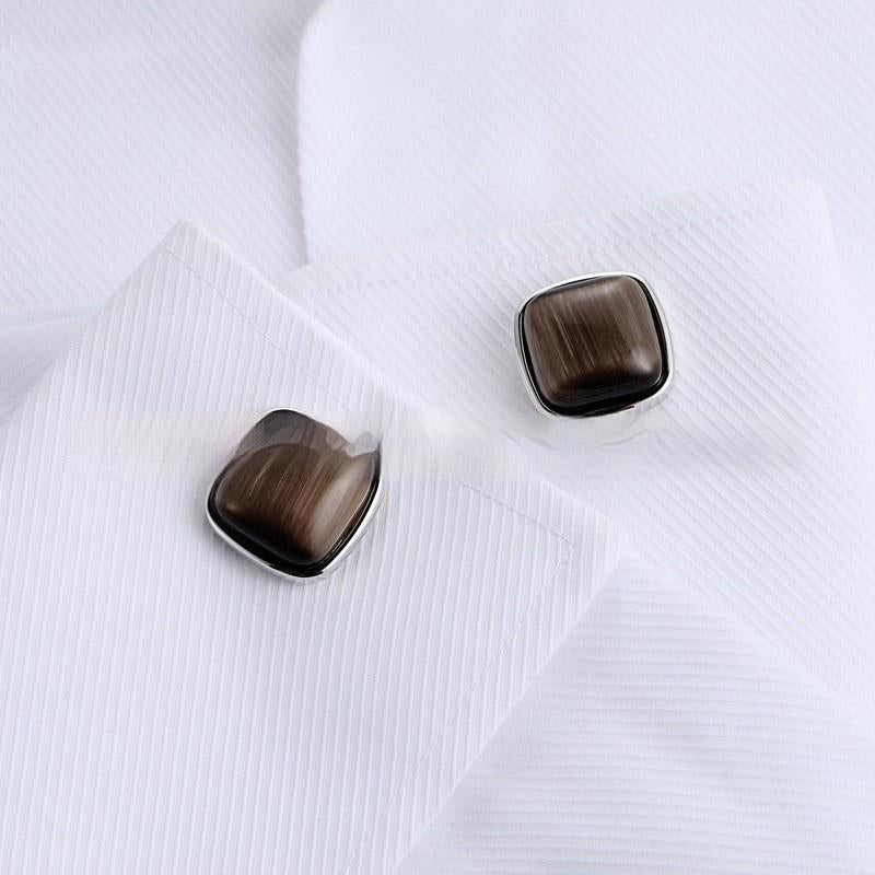 Men's High-end Opal Cufflinks Business Shirt French Cufflink Ornament