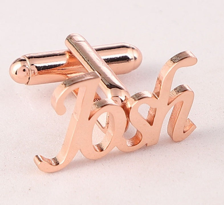 Handmade Frosted Personalized Name Abbreviation Metal Cufflinks