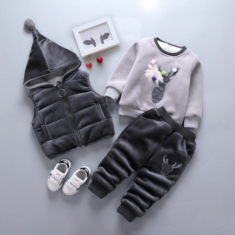 New Children's Clothing Winter Clothes For Boys Baby Thickening Three-piece Set