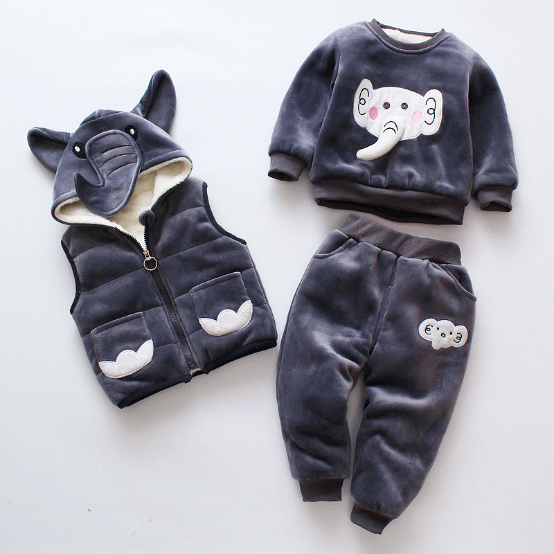 New Children's Clothing Winter Clothes For Boys Baby Thickening Three-piece Set